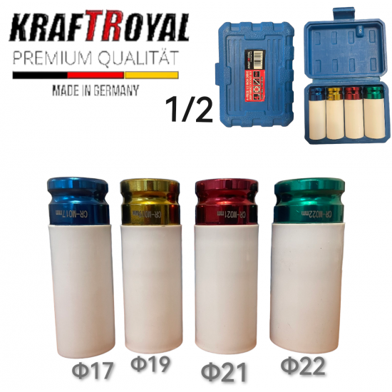 Ударни Вложки 4 броя KraftRoyal 1/2 ф17 Ф19 Ф21 и ф22