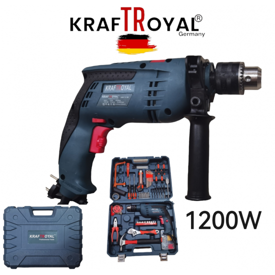 Пробивна бормашина KraftRoyal 1200w. + 111 части Куфар с инструменти