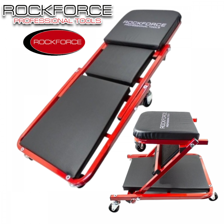 Сгъваема Авто Лежанка ROCKFORCE Работен Стол за Авто Сервиз 2в1 Сгъваема Авто Лежанка ROCKFORCE Работен Стол за Авто Сервиз 2в1