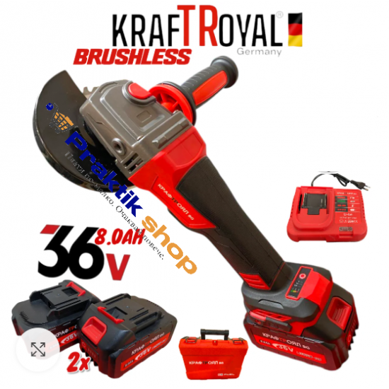 Акумулаторен ъглошлайф 36V 8Ah 125 мм KraftRoyal Red