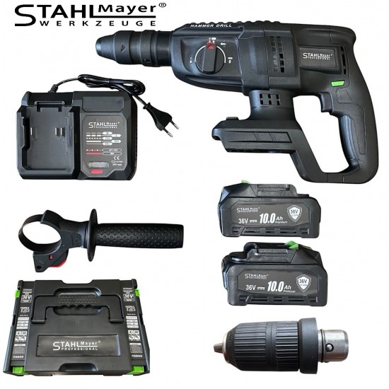 Акумулаторен безчетков перфоратор с 2 патронника , 36v 10.0A , STAHLMAYER BLACK PRO