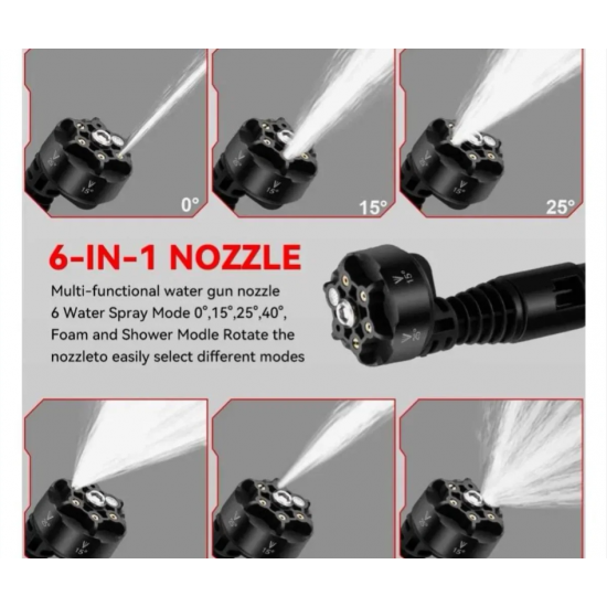 Водоструйка Безчеткова Акумулаторна 6в1 36V 8,0AH KRAFTROYAL 200bar 3500W с Дисплей Пръскачка с 6 накрайника 2 Батерии Водоструйка Безчеткова Акумулаторна 6в1 36V 8,0AH KRAFTROYAL 200bar 3500W с Дисплей Пръскачка с 6 накрайника 2 Батерии