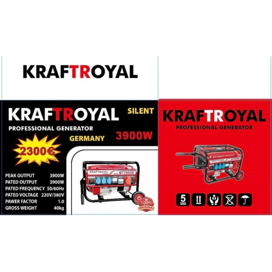Генератор за Ток 3,9кW KRAFT ROYAL Четиритактов Агрегат с Колела Генератор за Ток 3,9кW KRAFT ROYAL Четиритактов Агрегат с Колела