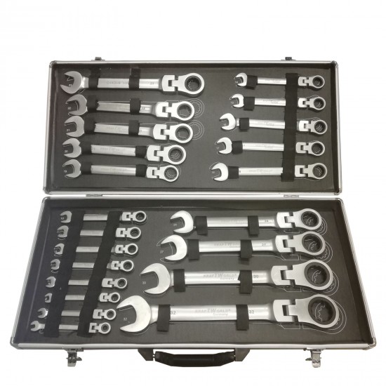 К-т звездогаечни чупещи тресчотни ключове от 6мм до 32мм 22 части в метален куфар KraftRoyal К-т звездогаечни чупещи тресчотни ключове от 6мм до 32мм 22 части в метален куфар KraftRoyal